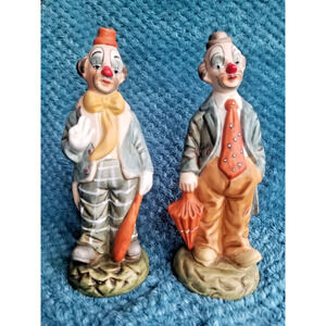 Set Of 2 Vintage Art Mark Porcelain Clown Figurines